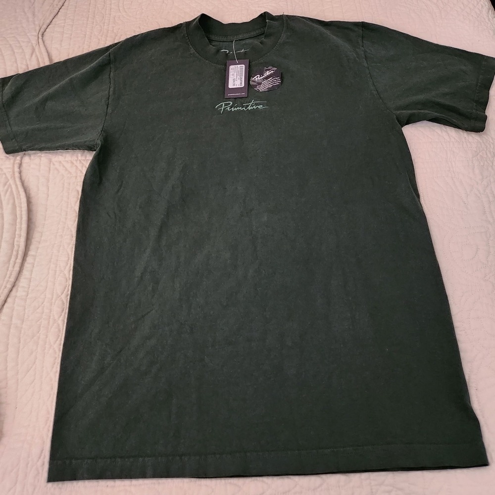 Primitive Skateboarding Mens T-Shirt Medium Green Embroidered Logo NWT Skater